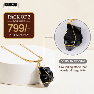 Obsidian Pendant with Veloré Snake Chain – 18K Gold-Tone
