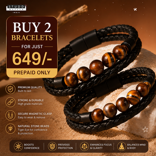 Tiger Eye Vegan Leather Bracelet Pack of 2