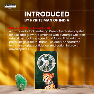 Cheetah Green Aventurine Crystal Clock