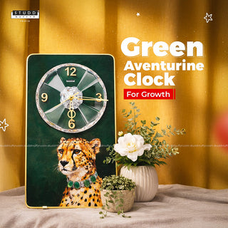 Cheetah Green Aventurine Crystal Clock
