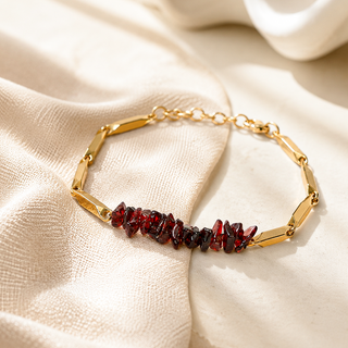 ALCHEMY GARNET 24k Gold Tone Rice Bracelet 3mm