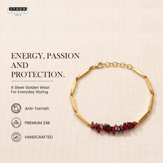 ALCHEMY GARNET 24k Gold Tone Rice Bracelet 3mm