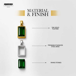 Classic Green Pendant with 24K-Gold Tone Velore Chain
