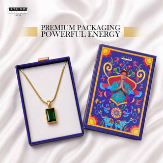 Classic Green Pendant with 24K-Gold Tone Velore Chain