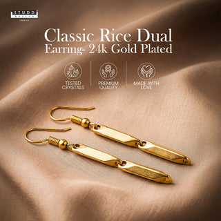 Classic Rice Dual Earring - 24k Gold Plated