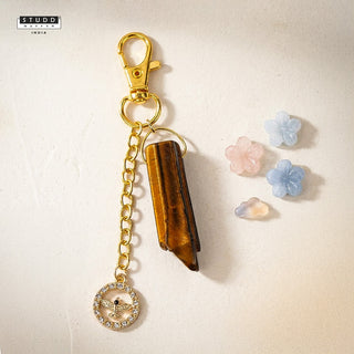 Tiger Eye Bar + Eagle Charm Keychain