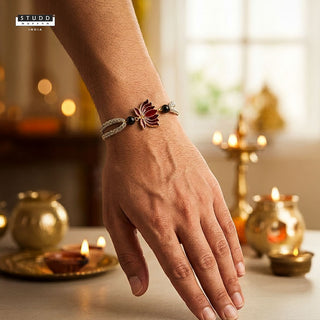 Divine Lotus Obsidian Crystal Rakhi