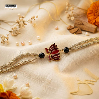 Divine Lotus Obsidian Crystal Rakhi