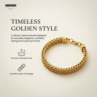Double Wheat Bracelet Lobster Lock – 24K Gold Tone
