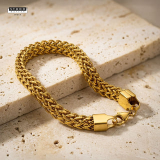 Double Wheat Bracelet Lobster Lock – 24K Gold Tone
