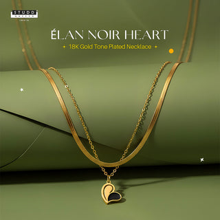 Élan Noir Heart - 18K Gold Tone Plated Necklace