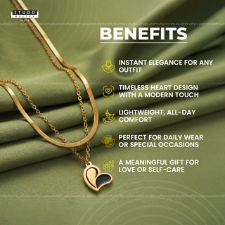 Élan Noir Heart - 18K Gold Tone Plated Necklace