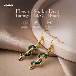 Elegant Snake Drop Earrings - 24k Gold Plated