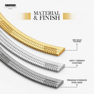 Embossed Snake Chain - 24k Gold Toned [ 55cm ]