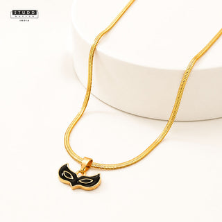 Face Mask Pendant - 24k Gold Tone Plated [ With Chain ]