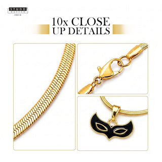 Face Mask Pendant - 24k Gold Tone Plated [ With Chain ]