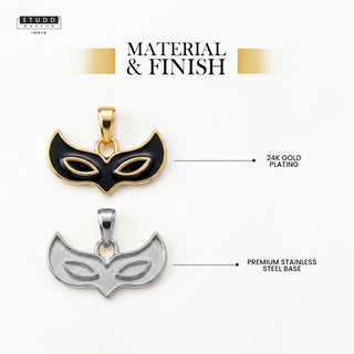 Face Mask Pendant - 24k Gold Tone Plated [ With Chain ]