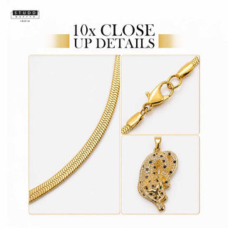 Fierce Tiger Pendant - 24k Gold Tone Plated [ Gold Chain ]