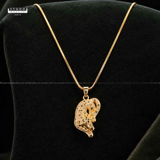 Fierce Tiger Pendant - 24k Gold Tone Plated [ Gold Chain ]