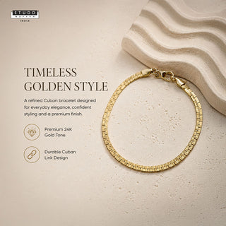 Flat Brick Bracelet – 24K Gold Tone