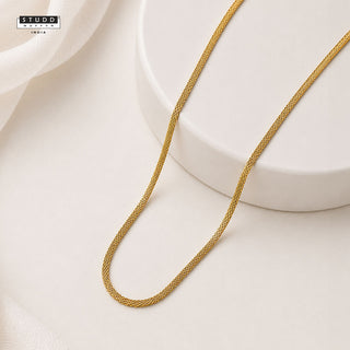Flat Snake Chain – Gold-Tone Mesh Necklace