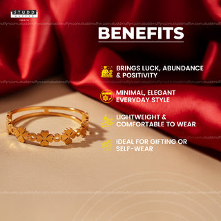 Fortuna Clover Bracelet - 18K Gold Tone Plated Bracelet