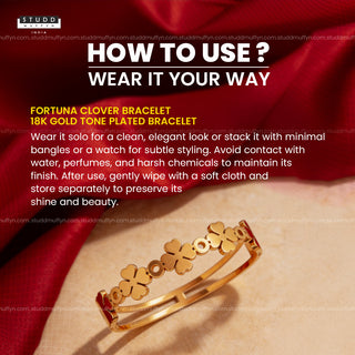 Fortuna Clover Bracelet - 18K Gold Tone Plated Bracelet