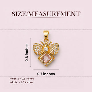 FreeFlow Butterfly Crystal Pendant – 24K Gold Tone Plated [ With Chain ]