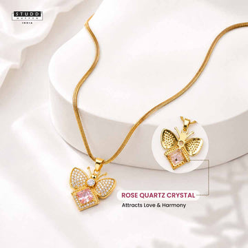 FreeFlow Butterfly Crystal Pendant - 24K Gold Plated