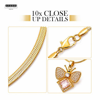 FreeFlow Butterfly Crystal Pendant – 24K Gold Tone Plated [ With Chain ]