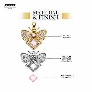 FreeFlow Butterfly Crystal Pendant – 24K Gold Tone Plated [ With Chain ]
