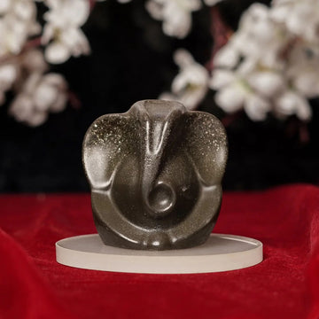 Lord Ganesha Pyrite Idol With Selenite Coaster