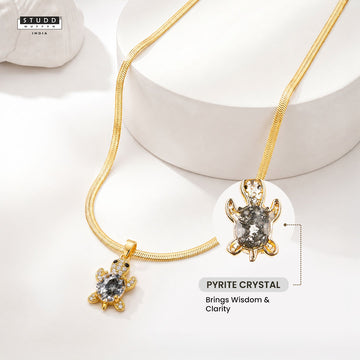Glow Shell Turtle Crystal Pendant - 24K Gold Plated