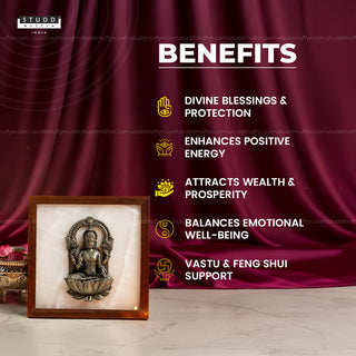 Goddess Lakshmi Pyrite-Selenite 3D Plate (Complimentary wooden frame)