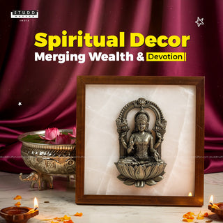 Goddess Lakshmi Pyrite-Selenite 3D Plate (Complimentary wooden frame)