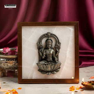 Goddess Lakshmi Pyrite-Selenite 3D Plate (Complimentary wooden frame)