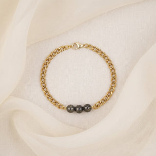 Pyrite Crystal Cuban Bracelet - 24k Gold Tone