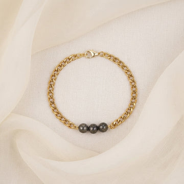 Pyrite Crystal Cuban Bracelet - 24k Gold Tone