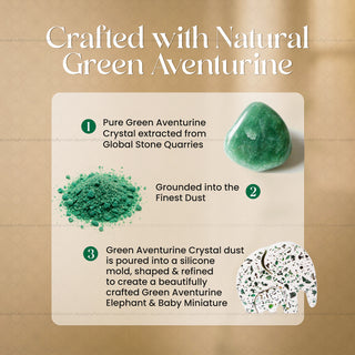 Green Aventurine Elephant & Baby Miniature