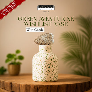 Green Aventurine Wishlist Vase With Pyrite Geode