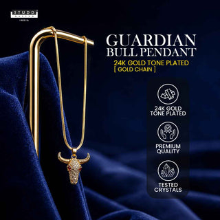 Guardian Bull Pendant - 24k Gold Tone Plated [ Gold Chain ]
