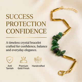 Alchemy Green Aventurine Crystal Rice Chain Bracelet — 24K Gold Tone