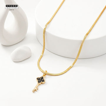 Key Pendant -  24K Gold Plated [ With Velore Snake Chain]