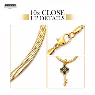 Key Pendant - 24k Gold Tone Plated [ With Chain ]