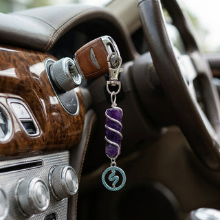Amethyst Crytsal Pencil + Snake Charm Keychain