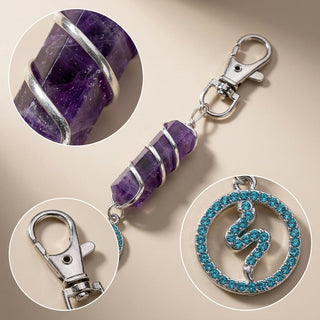 Amethyst Crytsal Pencil + Snake Charm Keychain