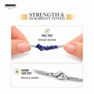 Lapis Lazuli Crystal Silver Rice Chain Pendant Necklace
