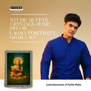 Lord Hanuman Ji Pyrite Plate [Rectangle Plate]