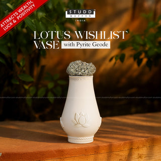 Lotus Wishlist Vase with Pyrite Geode