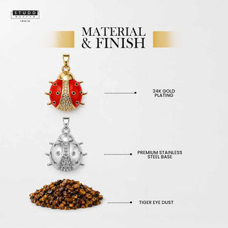 Lucky Ladybug Pendant - 24K Gold Plated [ With Velore Snake Chain]
